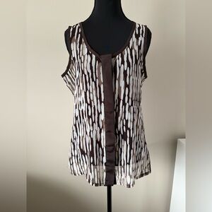 Banana Republic Brown and White/cream Sleeveless Women's Sheer Top